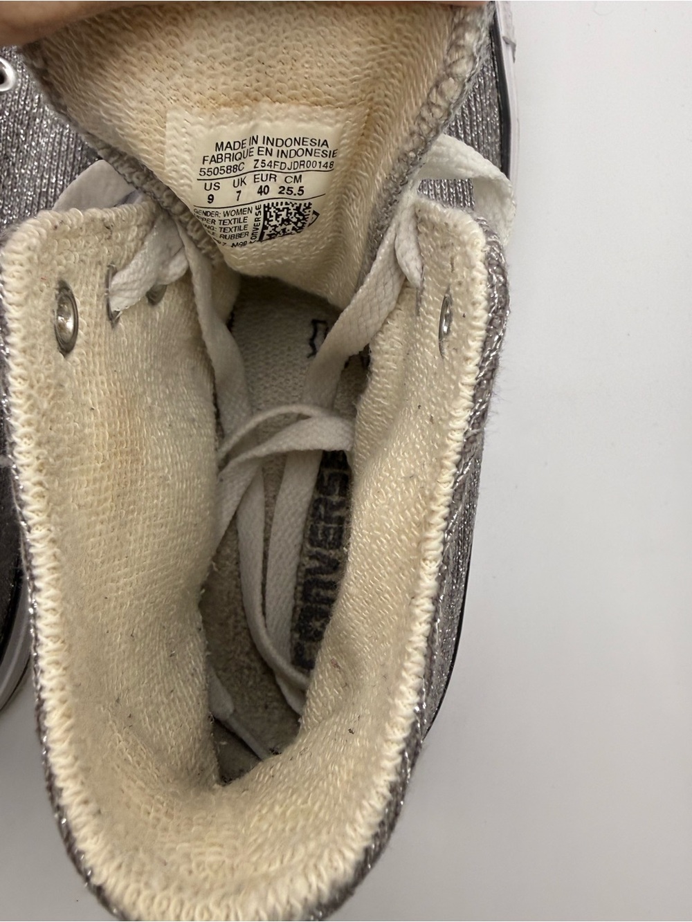 Converse High Top Sneakers in Metallic Gray and White - Picture 8 of 10